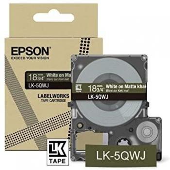 Cartucho de Etiquetas Epson LK-5QWJ - Cinta Mate Caqui/Blanco 18mm x 8m para LabelWorks LW-C410 y LW-C610