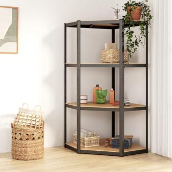 vidaXL 4-Layer Corner Shelf Anthracite Steel and Engineered Wood