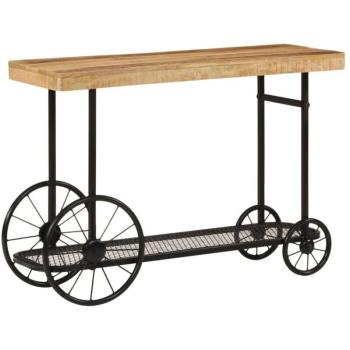 Mesa Consola de Madera Maciza de Mango y Hierro 112x36x76 cm