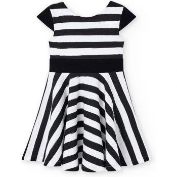 Vestido de niña bicolor con estampado de rayas