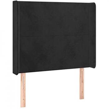 Cabecero con Orejas de Terciopelo Negro 103x16x118/128 cm