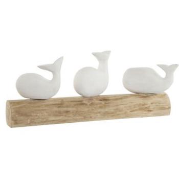 Figura Decorativa Home ESPRIT Blanco Natural Ballena Mediterráneo 52 x 12 x 21 cm