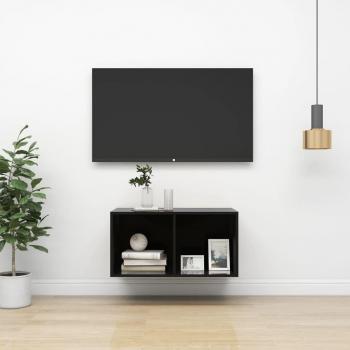 Mueble de TV negro brillante 37x37x72 cm de madera multicapa