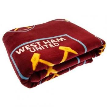 Manta de lã Sherpa do West Ham United FC - Manta Fleece Crest Claret Rojo/Azul/Amarillo One Size