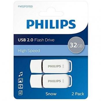 MEMORIA USB PHILIPS 32GB 2.0 FM32FD70D BLANCO GRIS PACK 2