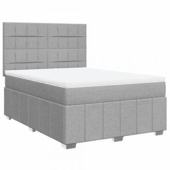 Cama box spring con colchón tela gris claro 160x200 cm Vidaxl