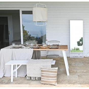 DECOWOOD - Banqueta de Madera Maciza Siep en Tono Blanco 120x45x35 cm, Hecha a Mano en España, Ideal para Dormitorio, Cocina o Salón