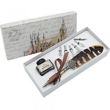 Juego de Bolígrafos de Caligrafía de Plumas Vintage con 6 Plumilla, Tinta Negra, para Bolígrafo para Arte, Escritura, Firma, Decoración, Regalo HO-Q-300