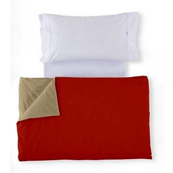 ESTELA - Funda nórdica Reversible Combi Liso Bicolor - Color Tierra-Camel - Cama de 150/160 cm. - 50% Algodón / 50% Poliéster - 144 Hilos