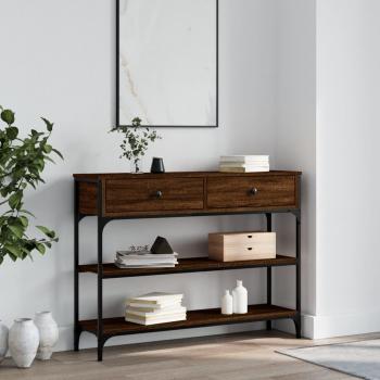 Mesa consola de madera de ingeniería marrón roble 100x25x75 cm