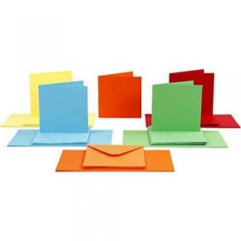 Tarjetas Postales y Sobres - Surtido de Colores - 15x15 cm - 50 Sets - Cartón Grueso