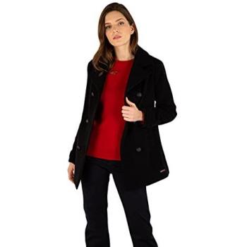 Armor-Lux Women's Pea Coat Jacket, Black, X-Small