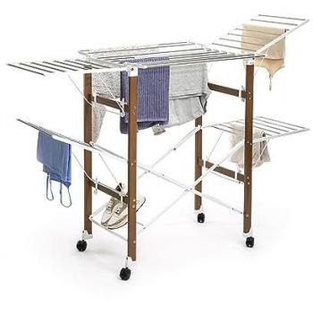 Tendedero Plegable Vertical con Ruedas Dreeyl Innovagoods, 38 Barras, incluye soportes para secar calzado, extensible, 4 ruedas de rotación de 360º y bloqueo de seguridad