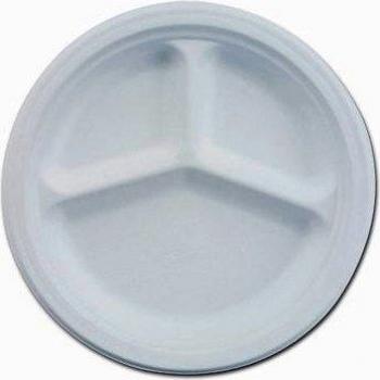 Paper Dinnerware, 3-Compartment Plate, 9-1/4 Diameter, White, 500/Carton, Sold as 1 Carton