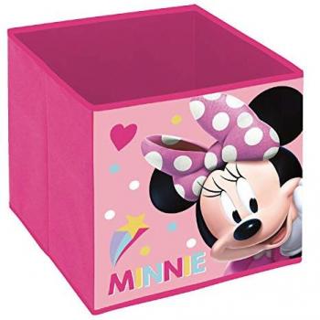 Cubo Contenedor Plegable de Tela Minnie Mouse 31 x 31 x 31 cm - Organizador Infantil para Juguetes y Ropa