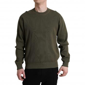 Dolce & Gabbana Green Cotton Crew Neck Men Pullover Sweater - IT48 | M