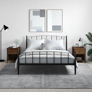 Mesita de noche 2 piezas Roble Marrón 40x42x50 cm madera multicapa