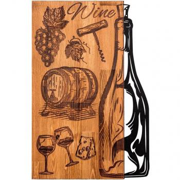 Wellhome - Decoración Mural de Madera y Metal para Cocina y Bodega, combinación de materiales naturales y metálicos, diseño moderno, ideal para ambientes rústicos o contemporáneos, fácil instalación, dimensiones adecuadas para espacios pequeños y