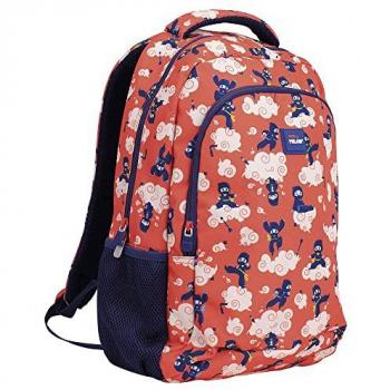 Mochila escolar MILAN® Serie Especial De Ninjutsu, 2 cremalleras, capacidad de 21 litros, color rojo