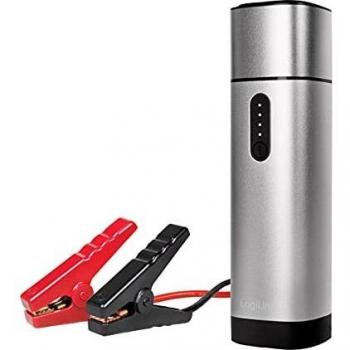 LogiLink PA0266 Powerbank Arrancador de Coche 10000mAh Polímero de Litio con Cable de Pinza, 2x USB-A, Color Plata