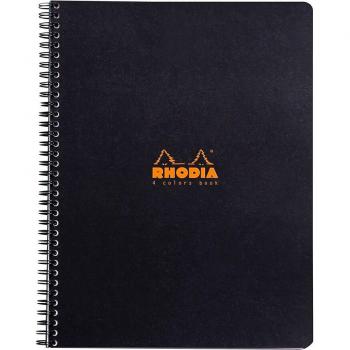 Cuaderno 4 colores A4+ - Rhodia Classic con líneas horizontales, casilla para título y margen - Negro