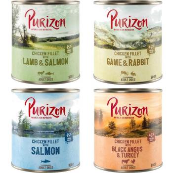 Purizon Adult 6 x 800 g comida húmeda sin cereales para perros - Pack mixto