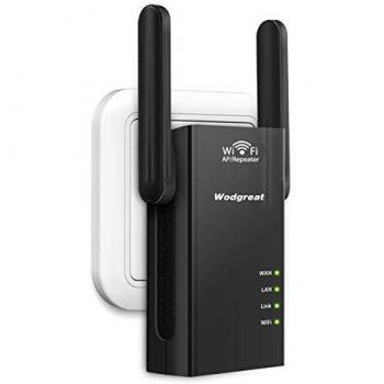 Wodgreat Repetidor WiFi 300Mbps Amplificador Señal WiFi 2,4GHz Router Repetidor WiFi Extensor de WiFi con Puerto Ethernet y 2 Antenas Admite Modo Ap/Repetidor/Router Fácil de configurar, Negro