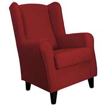 Sillón Butaca Orejero Lisboa Rojo - Sofá Con Orejas, Moderno y Confortable, Patas Enroscadas, Sin Montaje