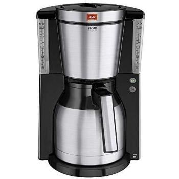 Melitta Look Therm Deluxe Cafetera de Filtro, 1000 W, 1.25 litros, Negro/Acero Inoxidable