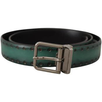 Dolce & Gabbana Green Giotto Leather Silver Metal Buckle Belt - 90 cm / 36 Inches