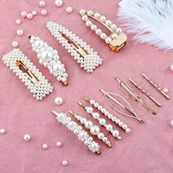 Makone Pinzas Horquillas Perlas Pelo Mujeres Artificiales Resina Acrílica Clips, Perlas Pinzas Para el Cabellola Fiesta de Bodas de la Novia de Dama de Niña Accesorios
