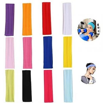 Cinta Pelo, Turbantes Para Mujer, Cintas Pelo Mujer, 12 Piezas Bandas Elasticas Pelo Yoga Cintas Elásticas Para Deportes, Ciclismo, Gimnasia y Atletismo