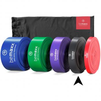 BeMaxx Fitness Banda elástica de Resistencia guía de Entrenamiento | para Pull–ups Crossfit, Yoga, Pilates | Banda de tracción para Fitness y estiramientos | Duradera, Resistente, versátil