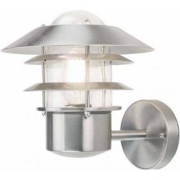 Aplique de pared exterior Helsinki, acero inoxidable, IP44, E27, ligero