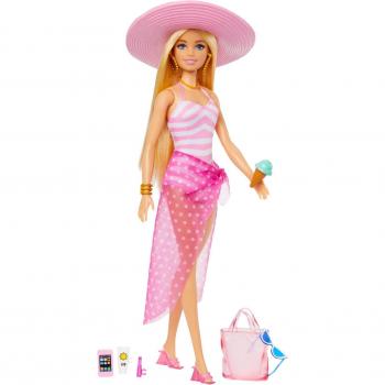 Barbie - Muñeca Día en la Playa, Plástico Reciclado, +3 Años (Mattel HPL73)