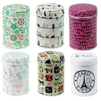 xshelley Retro doble para hogar cocina almacenamiento contenedores colorido latas redondas latas de té conjunto de 6