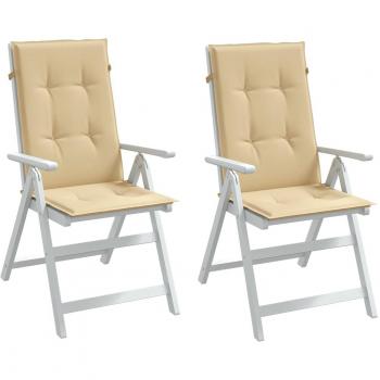 Cojines para silla Respaldo alto 2 Tela Beige Mélange 120x50x4 cm