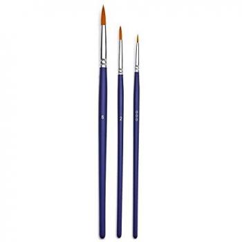 Set de 3 Pinceles Redondos de Poliamida Dorada con Mango Corto