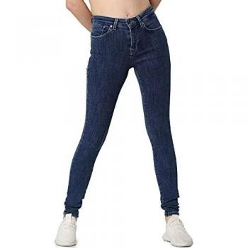 Only Power Life Mid Waist Push Up Skinny Jeans Dark Blue Denim