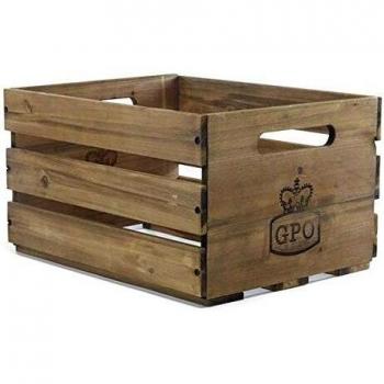 GPO CASSA Wooden Crate for Storing up to 100 12 Records- Wooden Finish