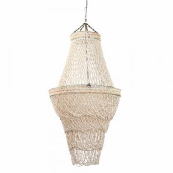 Lámpara de Techo de Metal con Conchas Naturales 60x60x140 cm - Opción Elegante y Natural