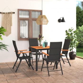 5 Piece Black and Brown Garden Dining Set