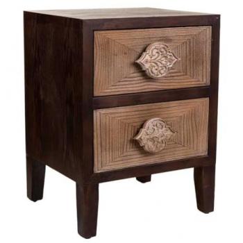 Mesita de Noche de Madera Marrón con 2 Cajones - Diseño Clásico Elegante