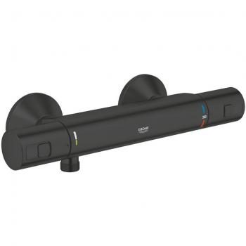 Grifo bimando de ducha Grohe Precision Start negro mate, mezclador termostático, metal