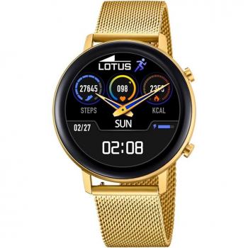 Smartwatch Lotus Smartime 50041/1 para Mujer con Correa de Acero Inoxidable 316L, Conectividad Bluetooth, Caja de Aleación de Zinc en Color Dorado