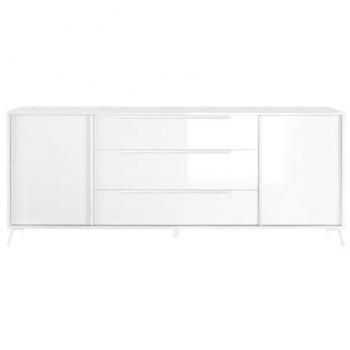 Aparador City de 205 cm con 2 puertas y 3 cajones en acabado blanco brillo
