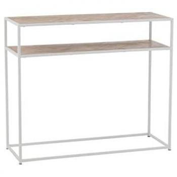Consola Zigzag J-LINE de Madera Natural y Blanco - 100 x 35 x 85 cm
