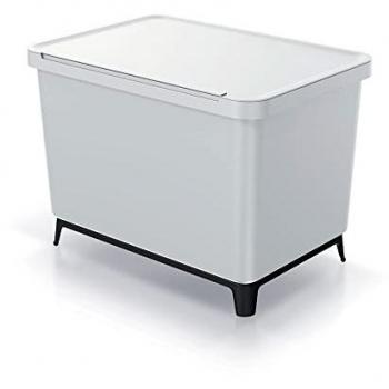 Sistema clasificador de reciclaje 4x10L color blanco KEDEN - Cubo de reciclaje con capacidad total de 40 litros, compuesto por cuatro compartimentos de 10 litros cada uno, diseñado para facilitar la separación y clasificación de