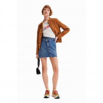 Chaqueta biker Desigual de ante marrón para mujer