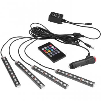 Sedeta LED de luz interior atmosférica para automóviles, luces multicolor de neón activadas con música y control remoto inalámbrico por infrarrojos